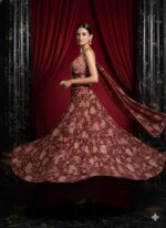 Floral Symphony Maroon Lehenga