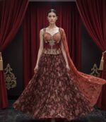 Deep Rouge Floral Lehenga