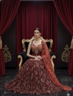 Deep Rouge Floral Lehenga