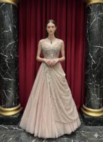 Blush Crystal Drape Gown