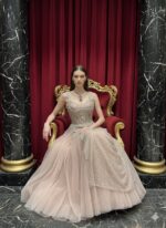 Blush Crystal Drape Gown