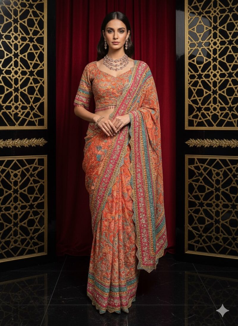 Saffron Royal Heritage Saree