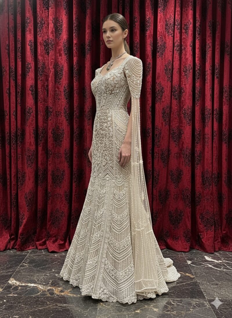 Ivory Diamond Mirage Sculpted Gown