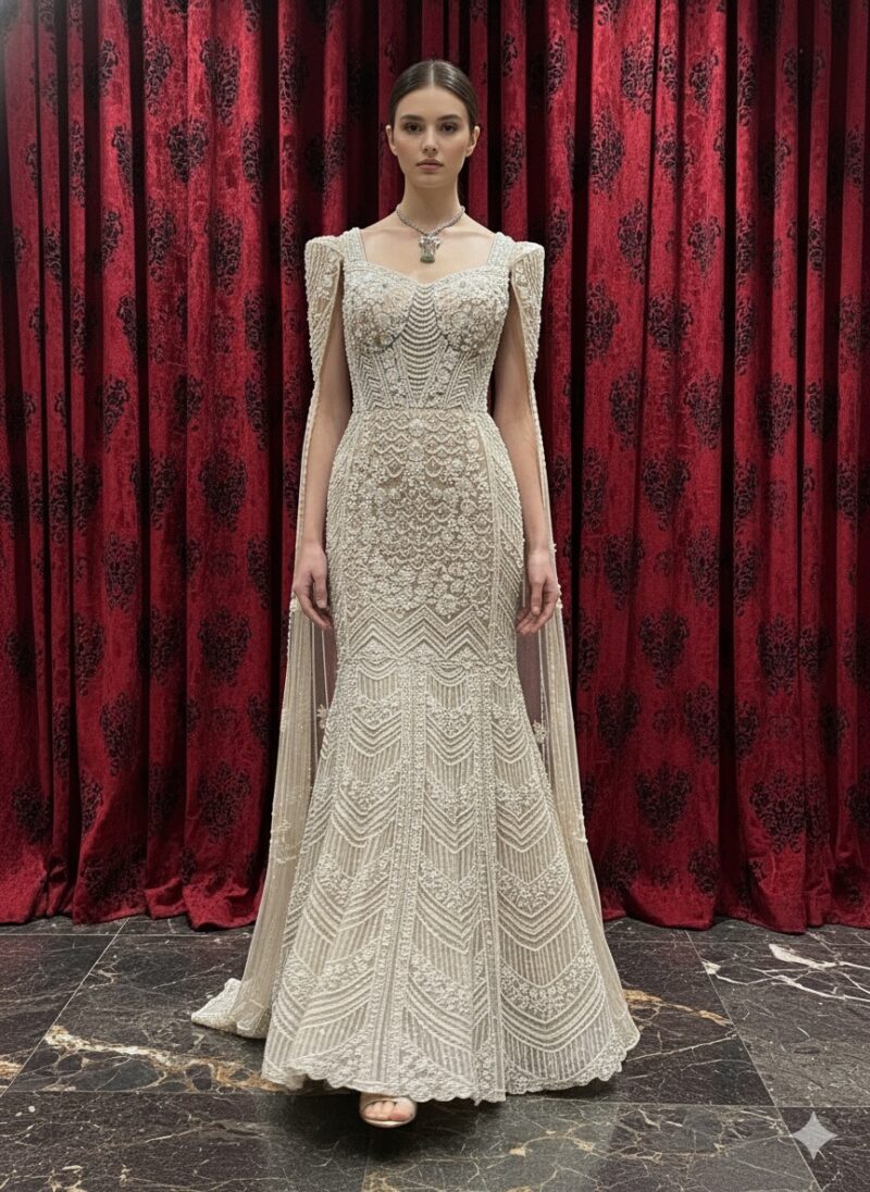 Ivory Diamond Mirage Sculpted Gown