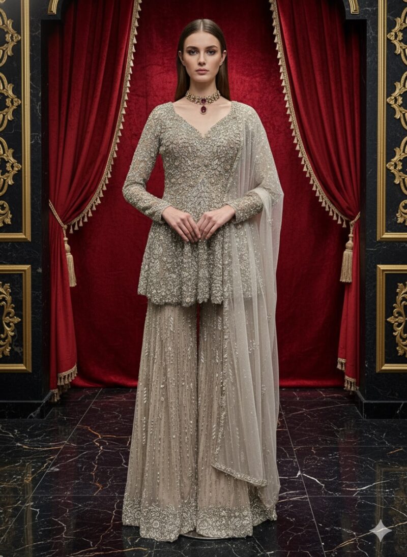 Ethereal Mist Embellished Sharara Set