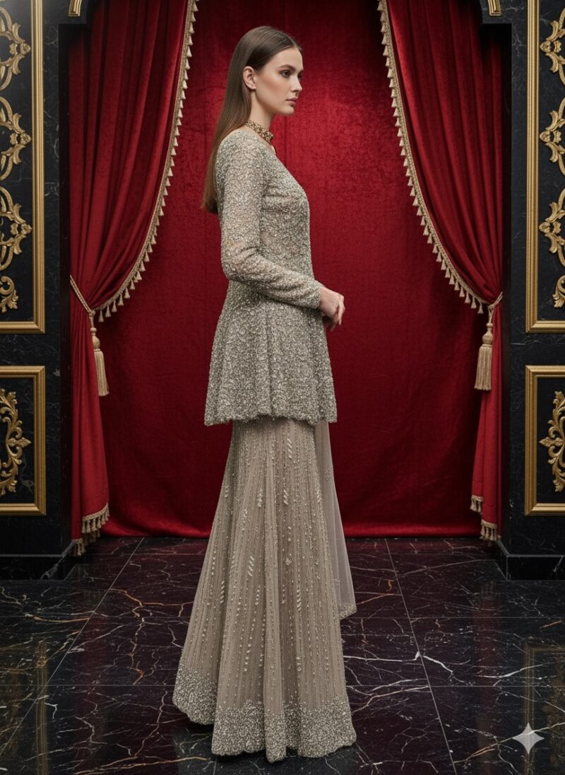 Ethereal Mist Embellished Sharara Set