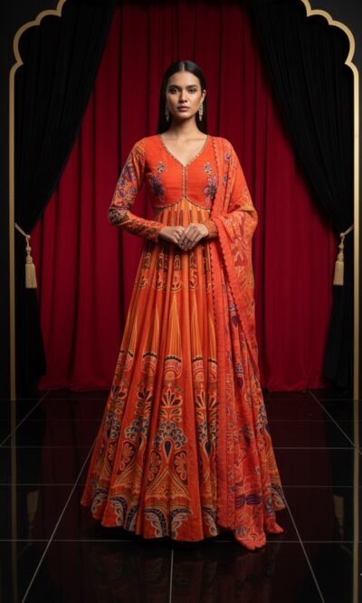 MIKU KUMAR Saffron Royal Anarkali Set