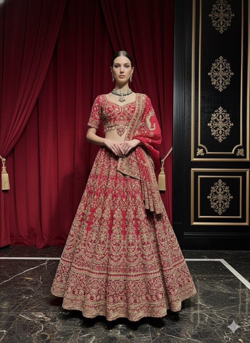 Red Royal Heavy Bridal Lehenga