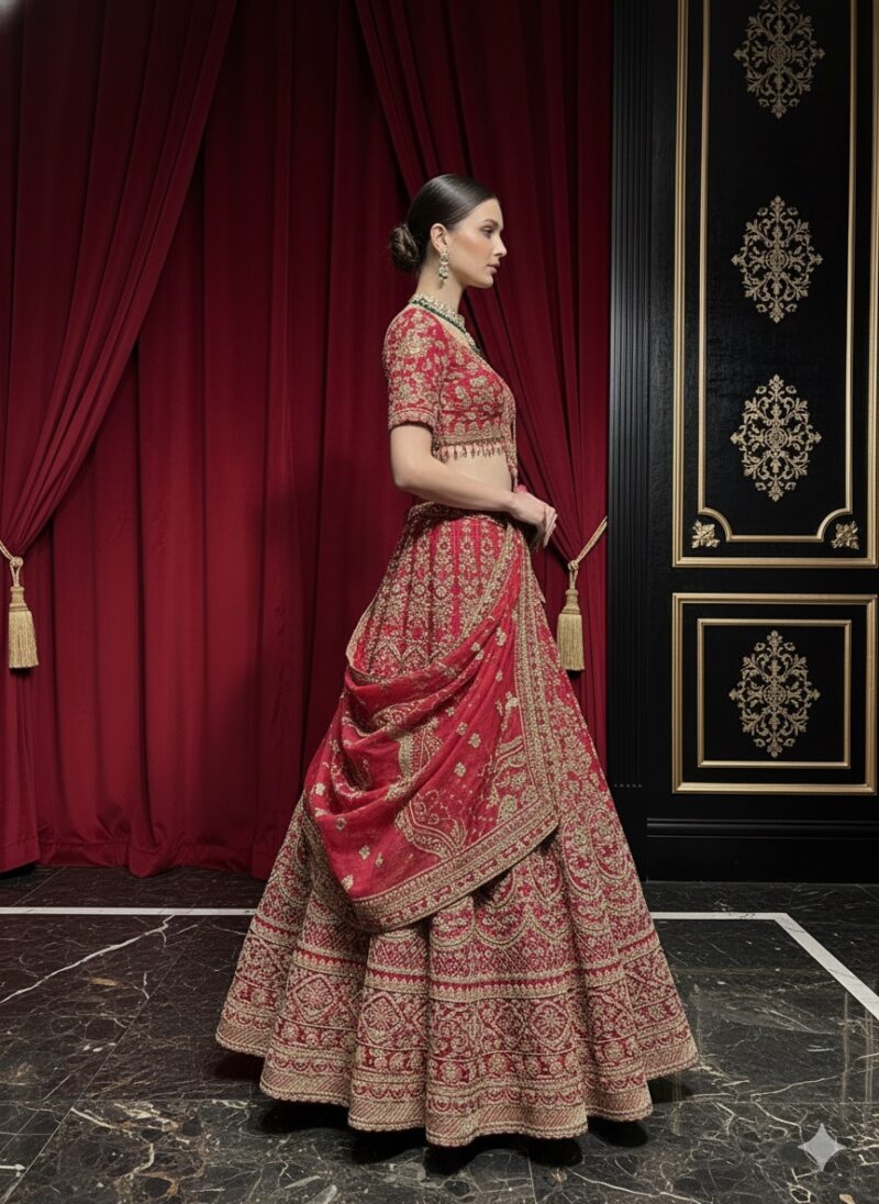Red Royal Heavy Bridal Lehenga