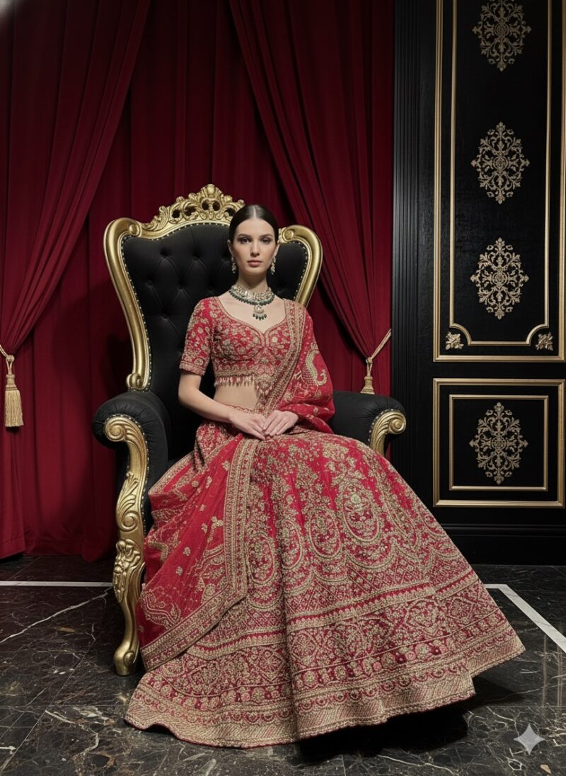Red Royal Heavy Bridal Lehenga