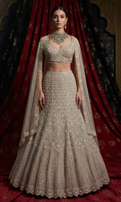 Royal Champagne Wedding Lehenga