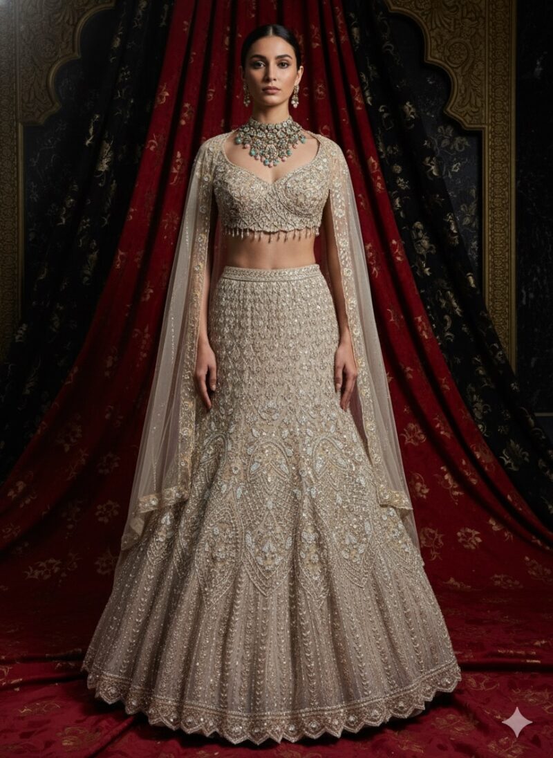 Royal Champagne Wedding Lehenga