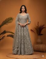 Elegant Grey Embellished Anarkali