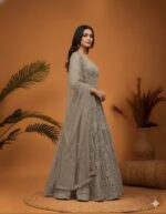 Elegant Grey Embellished Anarkali