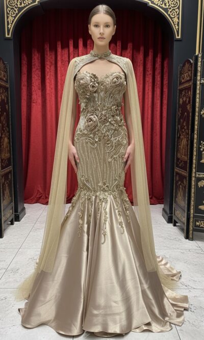 Golden Sculpted Rose Couture