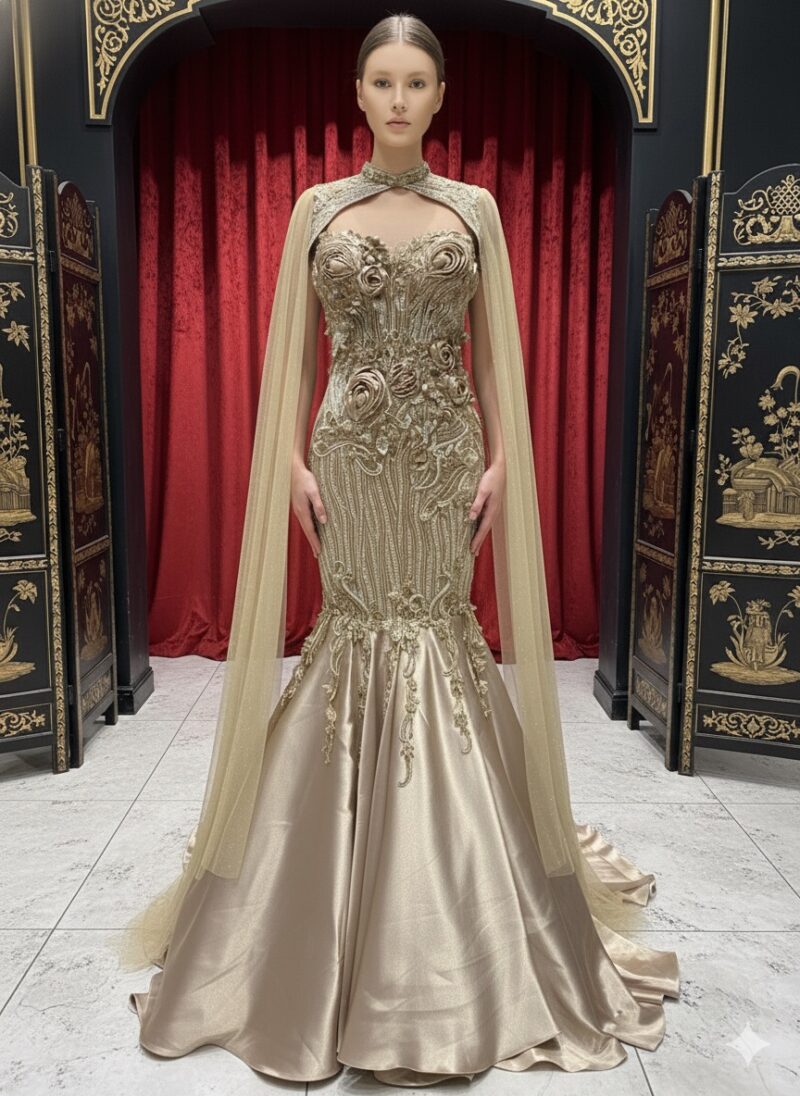 Golden Sculpted Rose Couture
