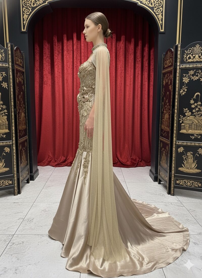 Golden Sculpted Rose Couture