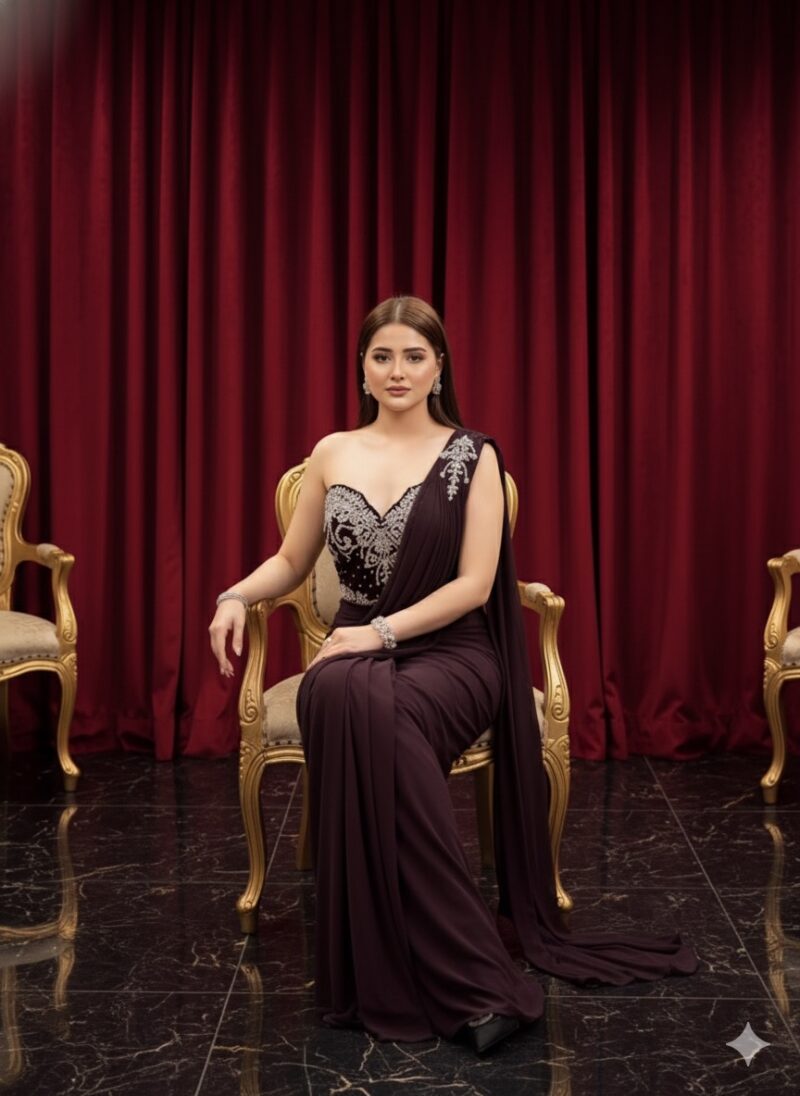 Wine Statement Drape Saree