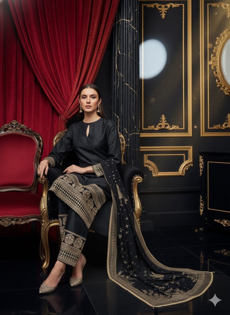 Black Zari Elegance Suit