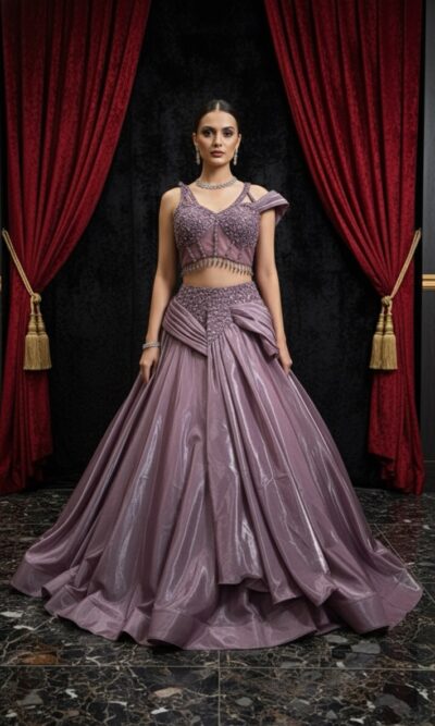 Mauve Shimmer Lehenga Look