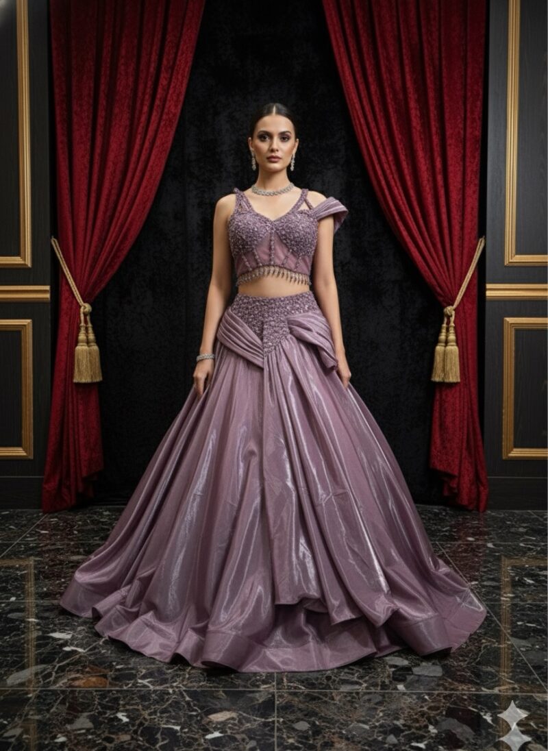 Mauve Shimmer Lehenga Look