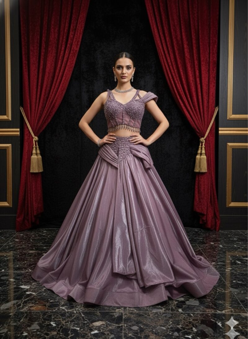 Mauve Shimmer Lehenga Look