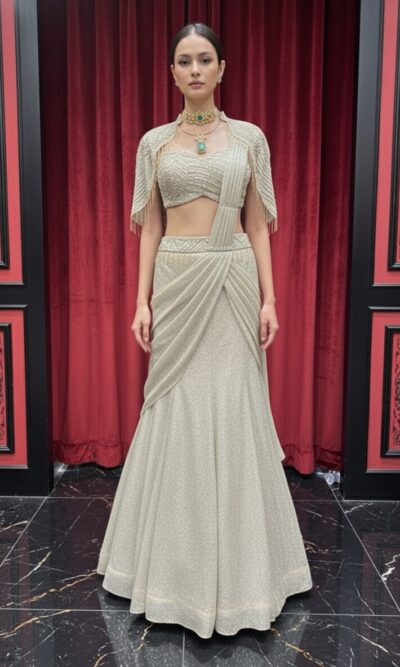 Indo Western Drape Mermaid Ensemble