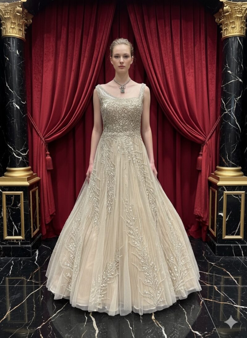 Opulent Ivory Royal Gown