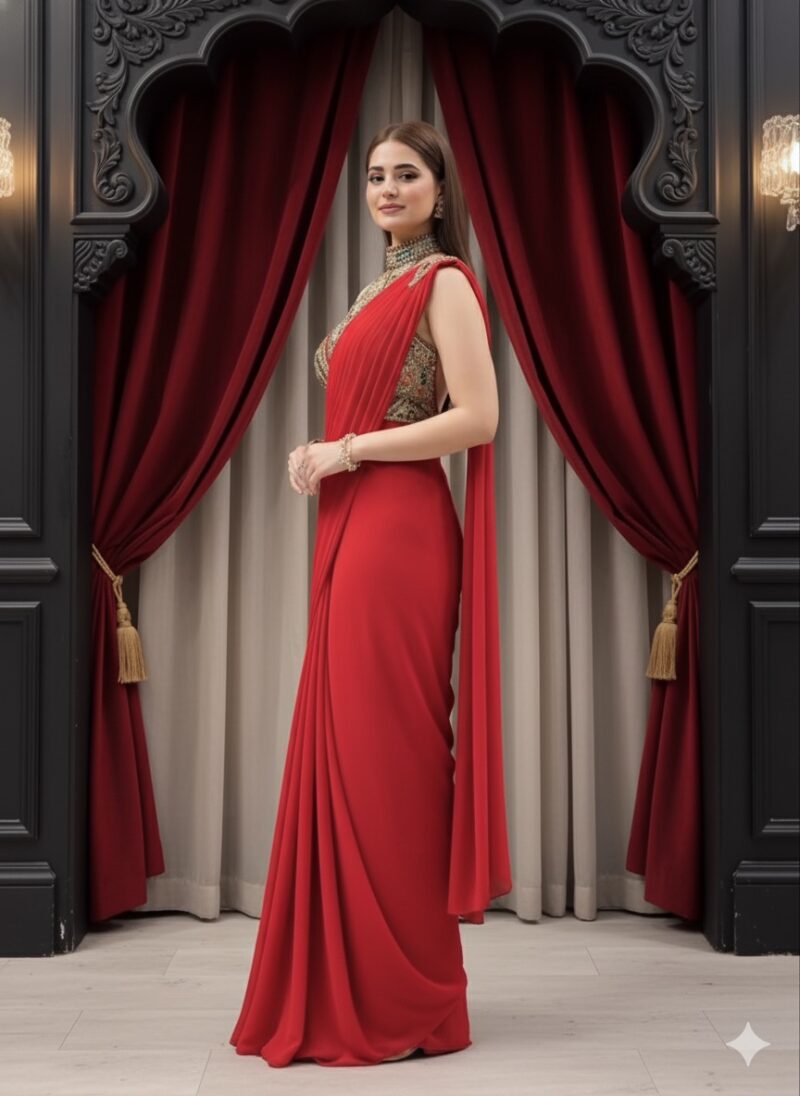 Red Royal Draped Ensemble