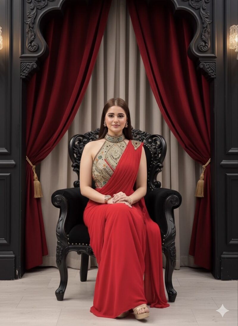 Red Royal Draped Ensemble