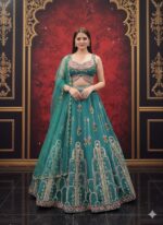 Teal Blossom Handwork Lehenga