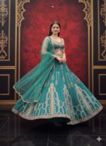 Teal Blossom Handwork Lehenga