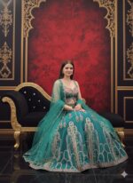 Teal Blossom Handwork Lehenga