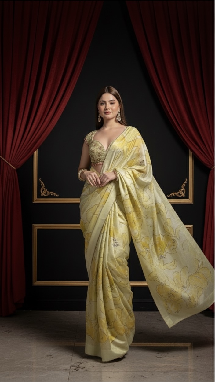 Soft Sunshine Floral Saree