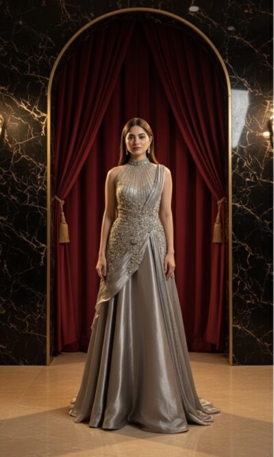 Moonlit Silver Royale Gown