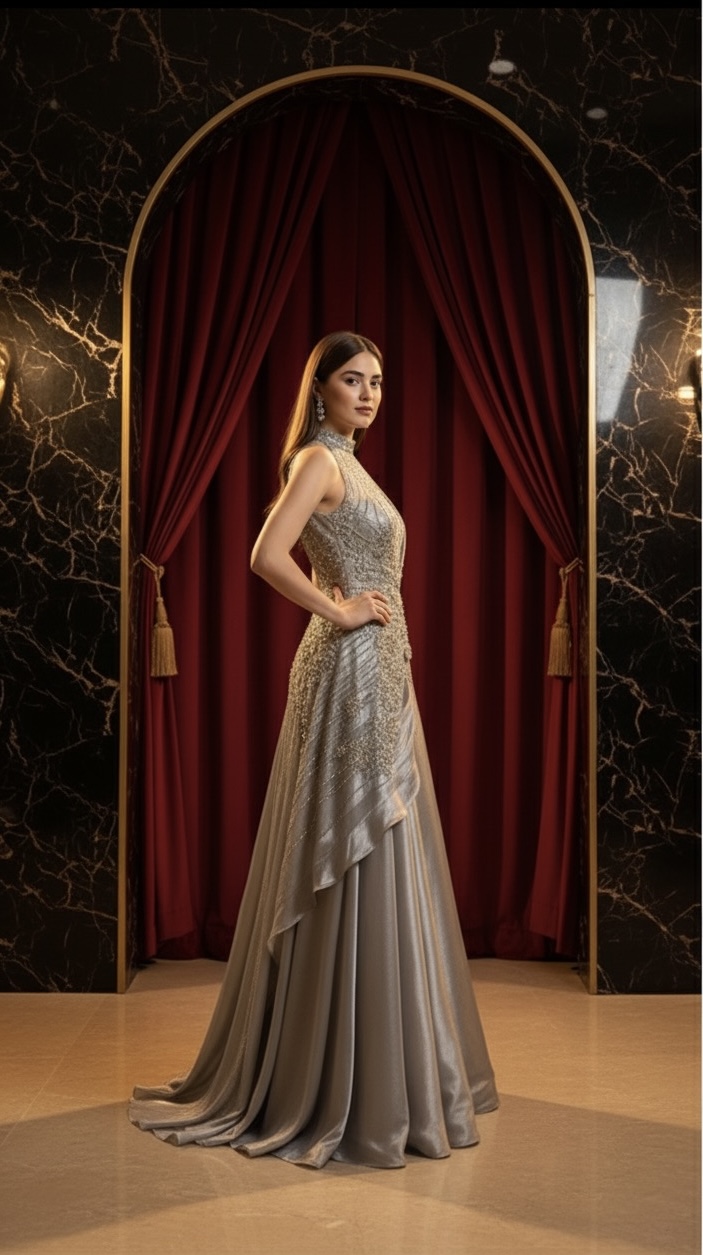 Moonlit Silver Royale Gown