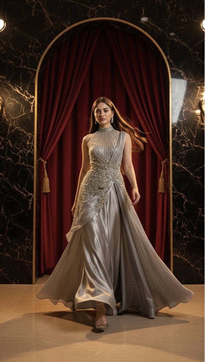 Moonlit Silver Royale Gown