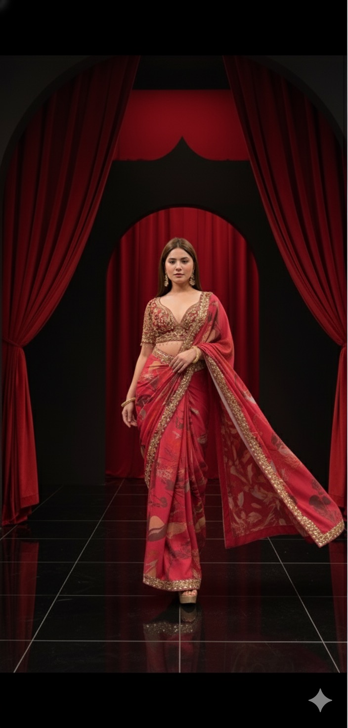 Crimson Regal Aura Saree