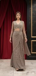 Taupe Luxe Drape Ensemble