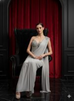 Icy Grey Draped Saree