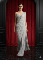 Icy Grey Draped Saree