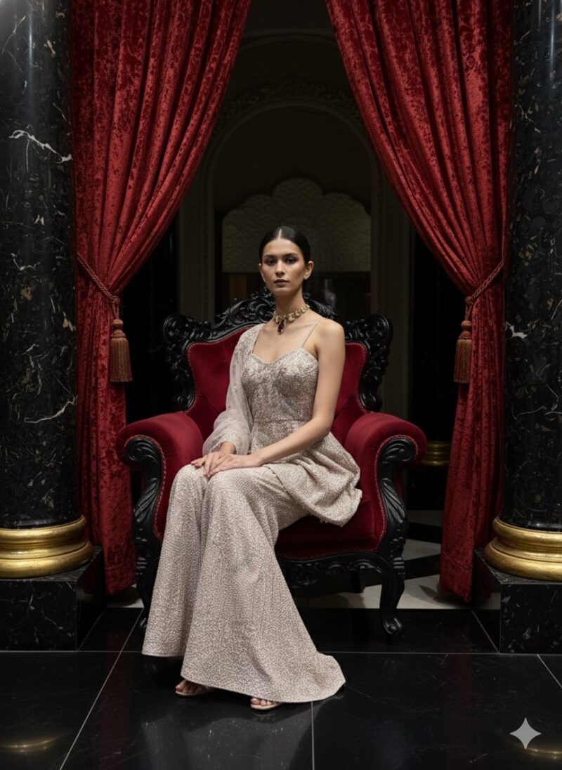 Dusty Rose Regal Sharara Suit