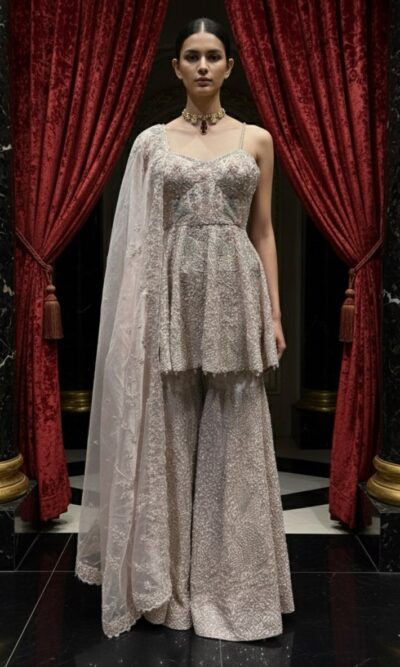 Dusty Rose Regal Sharara Suit