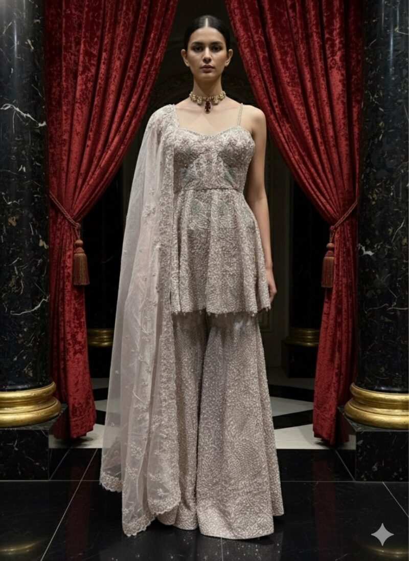 Dusty Rose Regal Sharara Suit