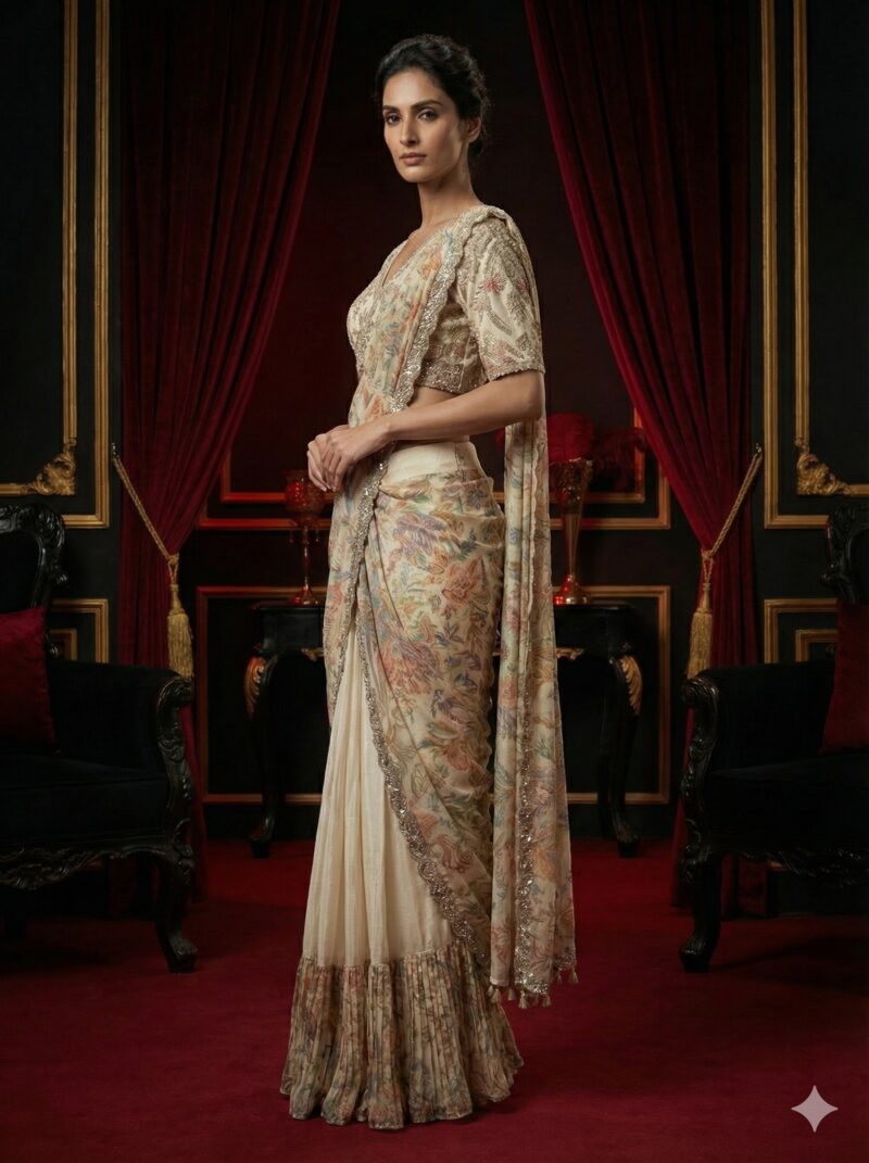 Ivory Floral Grace Saree