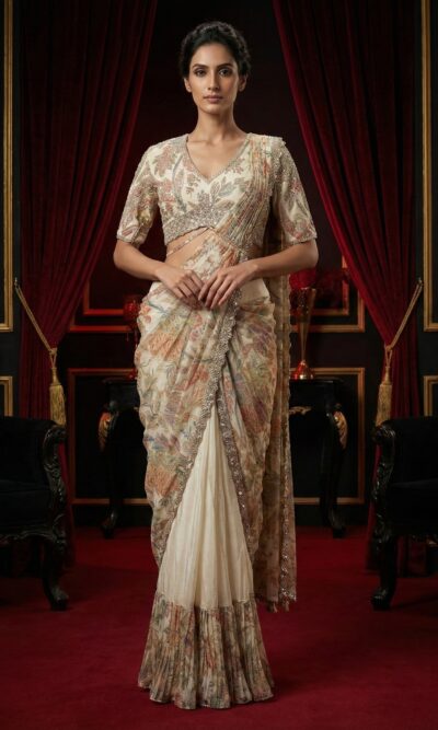 Ivory Floral Grace Saree