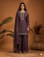 Plum Elegant Embroidered Suit