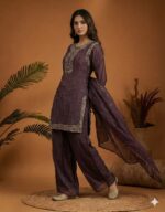 Plum Elegant Embroidered Suit