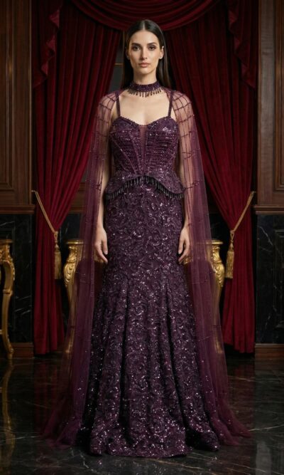 Midnight Plum Majesty Lehenga