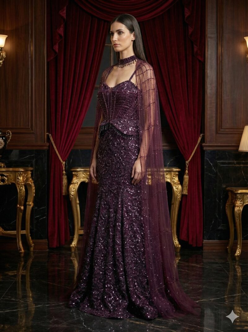 Midnight Plum Majesty Lehenga